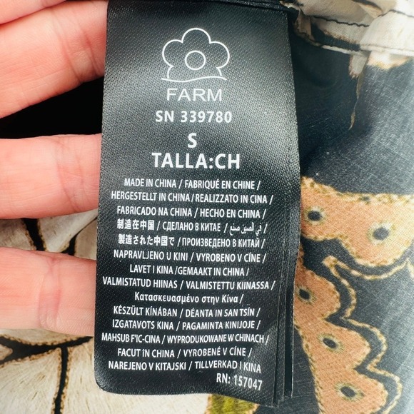 Farm Rio Black Bold Flowers Long Sleeve Mini Dress S NWOT - Picture 9 of 16